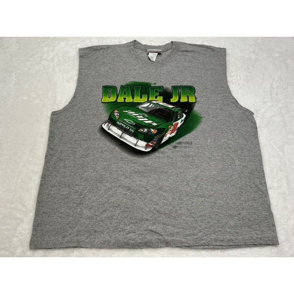 Vintage NASCAR Winners Circle Dale Jr Grey Green Cutoff T Shirt Men’s XXL